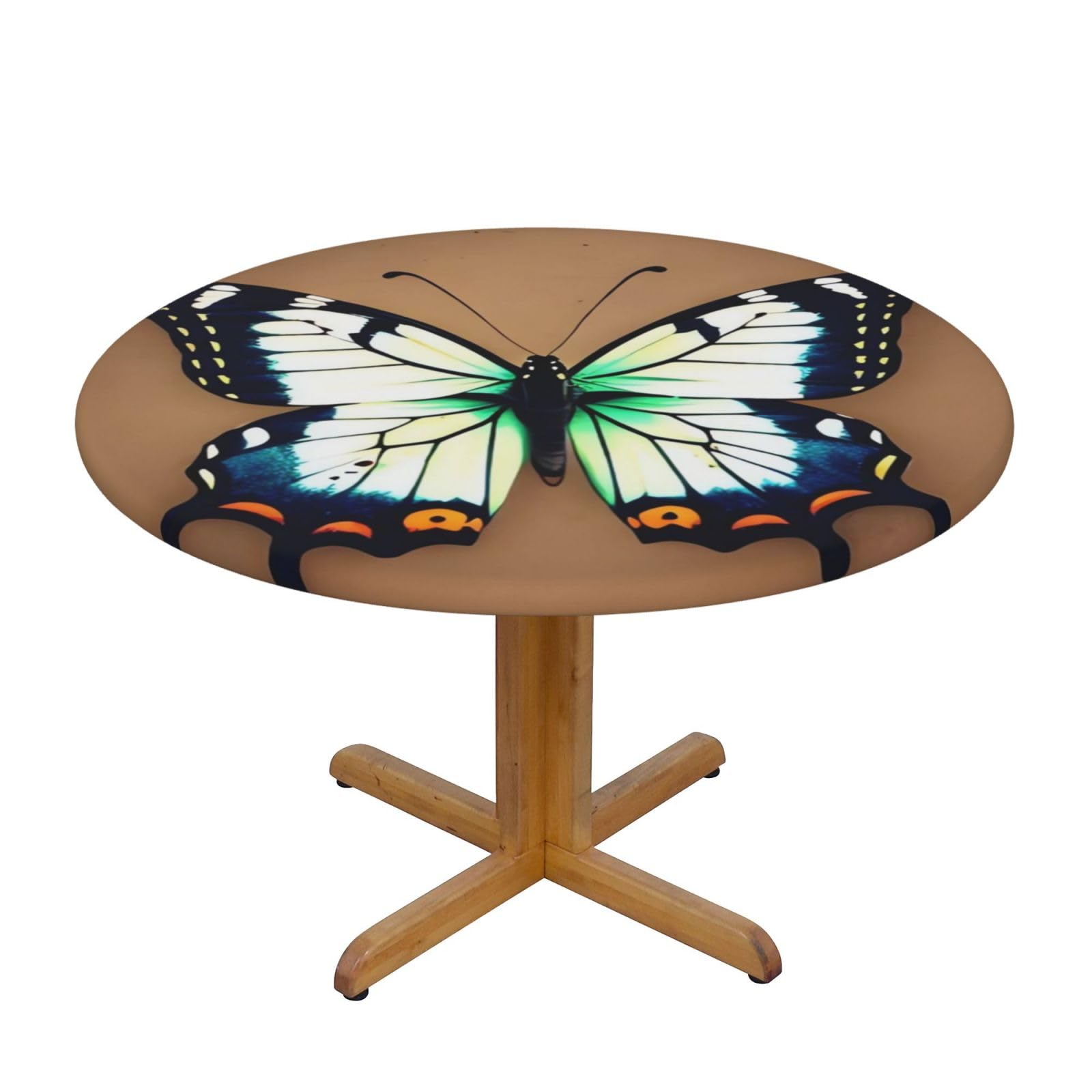Nappe ronde imperméable à motif papillons pour table de 101 à 127 cm