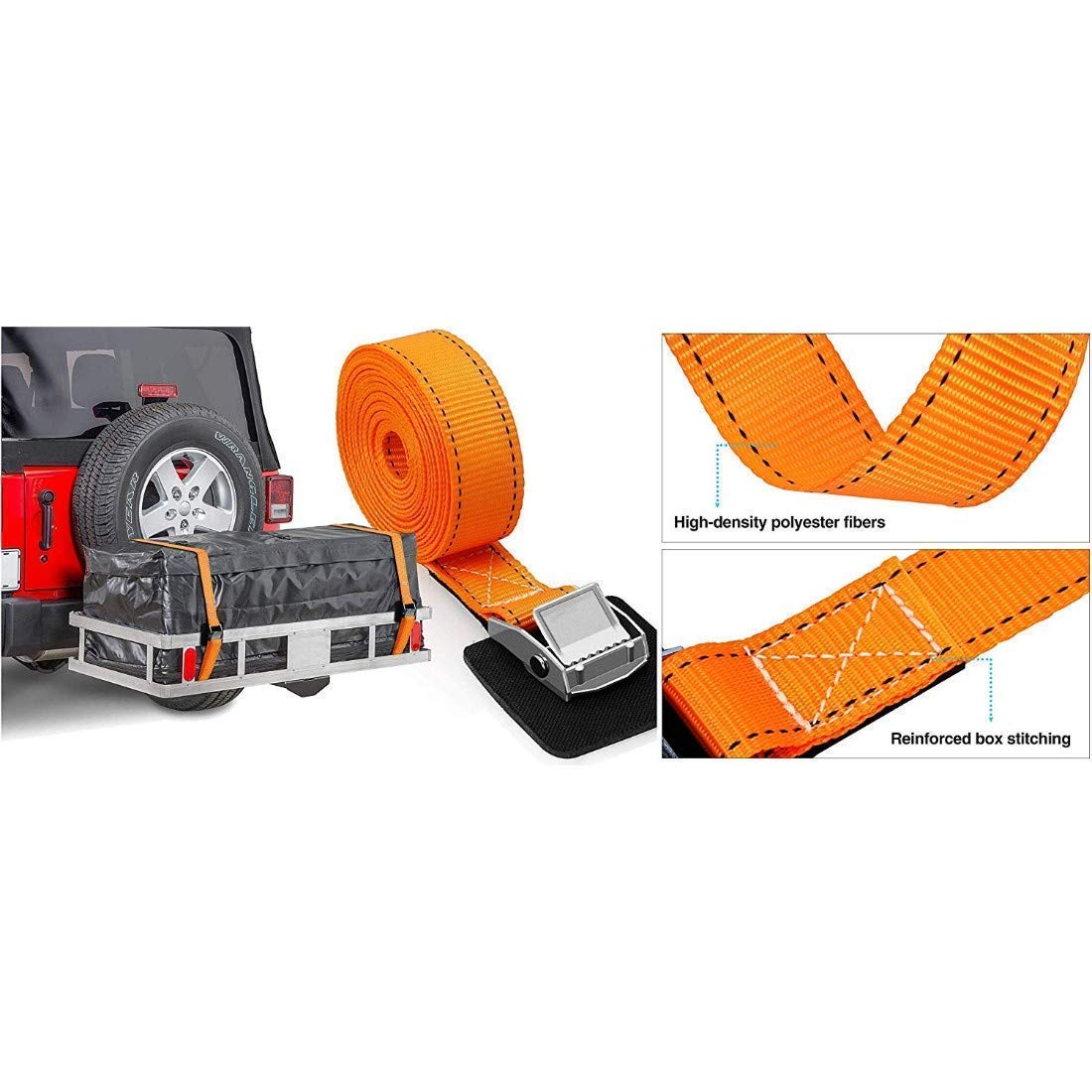FAGVA Premium Cargo Tie Down Strap 6 Meter | Heavy Duty Ratchet Belt with Buckle for Truck, Trailer, Luggage & Motorcycle | Padded Cam Lock for Secure Hold | 500 Kg Load Bearing Strapping Belt 1