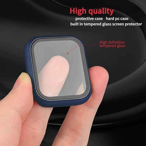 Miniatura 10 de HANKN Paquete de 2 fundas protectoras de pantalla de vidrio templado de 1614in para Apple Watch Series 7 8 de 1614in cobertura completa mate