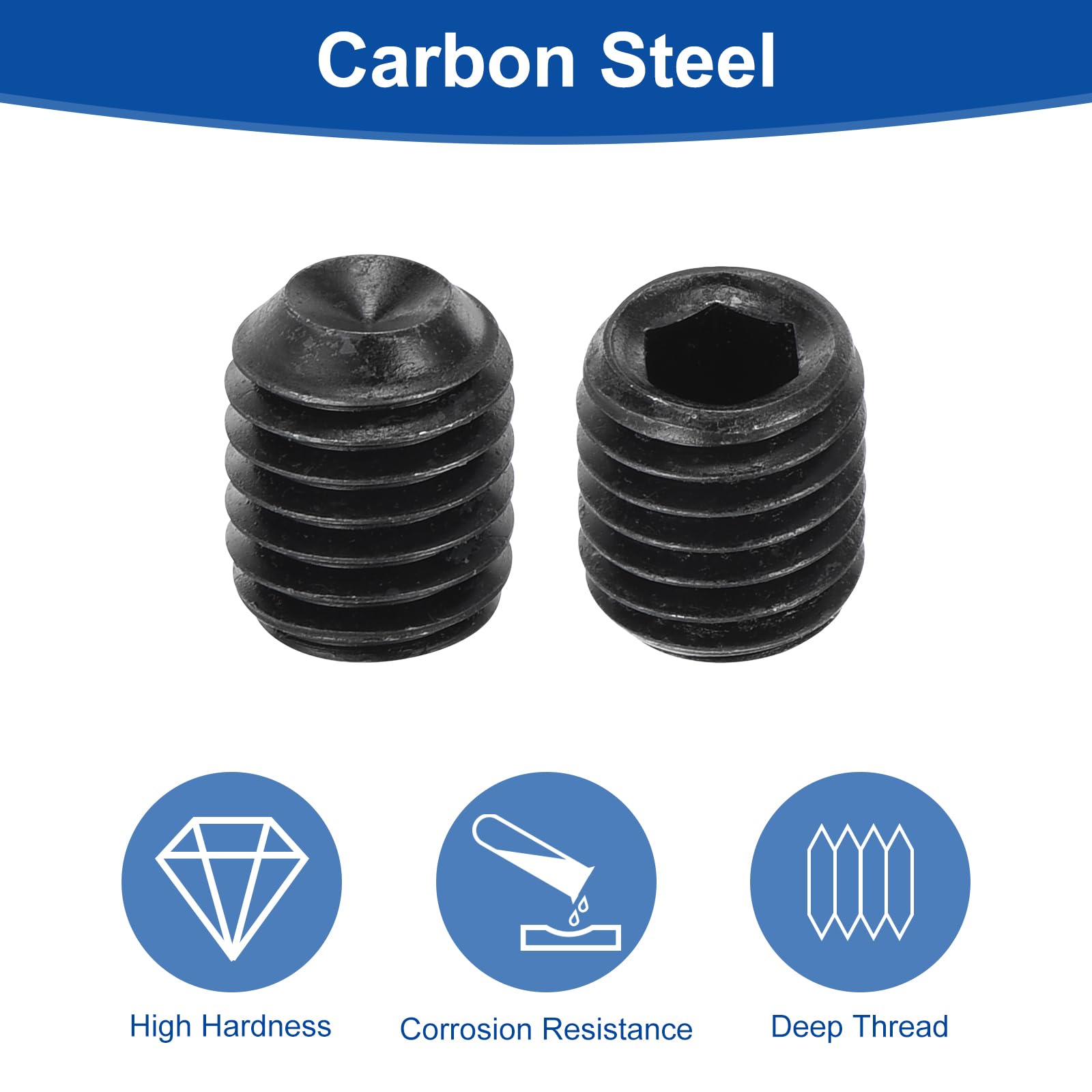 QUARKZMAN Viti A Testa Cieca A Brugola, 30Pz M10x12mm Metriche - Viti A Testa Cieca A Brugola In Acciaio Al Carbonio A Punta Tronca, Per Riparazione Strumenti Compatti, Macchinari (Nero)