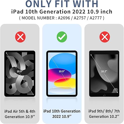 Miniatura 2 de ProtUTab Funda para iPad de 10. generación 2022, funda delgada y triple con soporte para iPad de 10 generación, funda para iPad de 10.9 pulgadas,