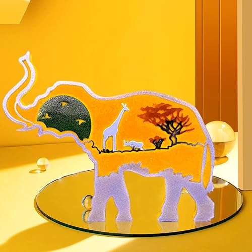 Miniatura 3 de Voyyphixa Molde de resina de elefante grande, moldes de resina de animales del bosque, con jirafa y rinoceronte, molde de posavasos de animales para
