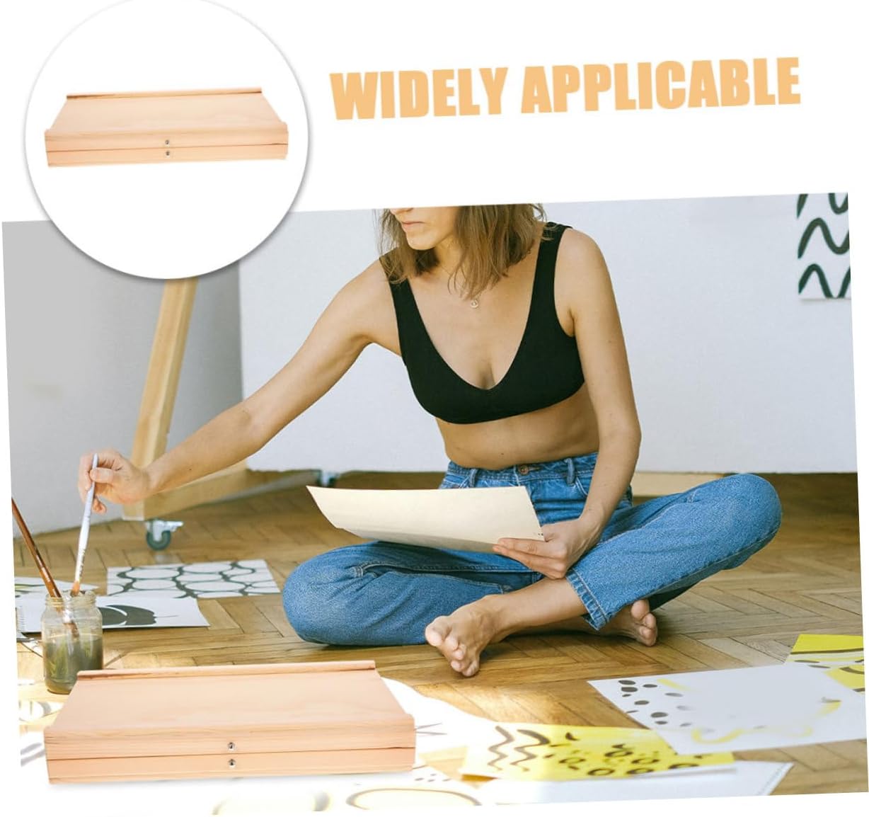 KAILIKETIY Wooden Artist Supply Storage Box Design for Painting and Outdoor Sketching Portable Wood Pencil and Marker Organizer for Artists Students and Art Enthusiasts