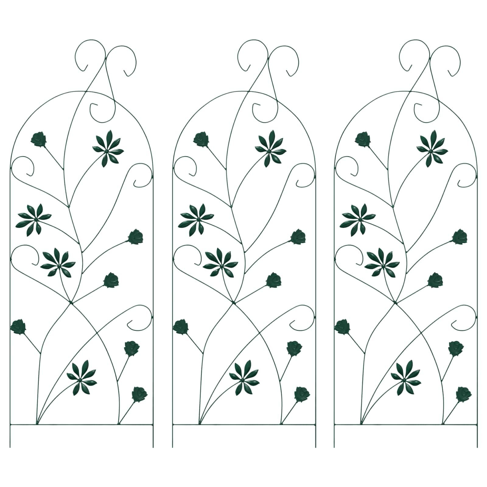 Nowoczesne ogrodzenie ogrodowe, 3 sztuki, zielone, 112 x 39,5 cm, ze stali, odporne na warunki atmosferyczne, do użytku na zewnątrz, elegancki wzór dla roślin pnących, wszechstronne zastosowanie jako