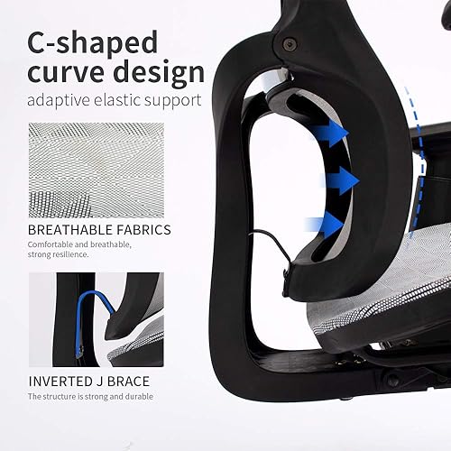 Miniatura 4 de CangLong Silla ejecutiva con reposacabezas ajustable, silla de oficina con asiento de malla y respaldo alto, silla de escritorio con reposabrazos