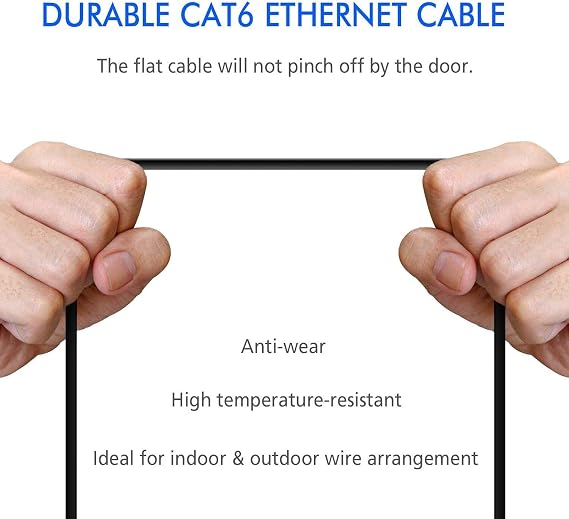 TBMax 2Pack 4.5M Cat6 Ethernet Cable 1Gbps High Speed RJ45 Flat Internet Cable UTP Internet Patch Cable Compatible with Cat5/Cat7, for Switch/Router/Modem(Black) (4.5m(2pack))