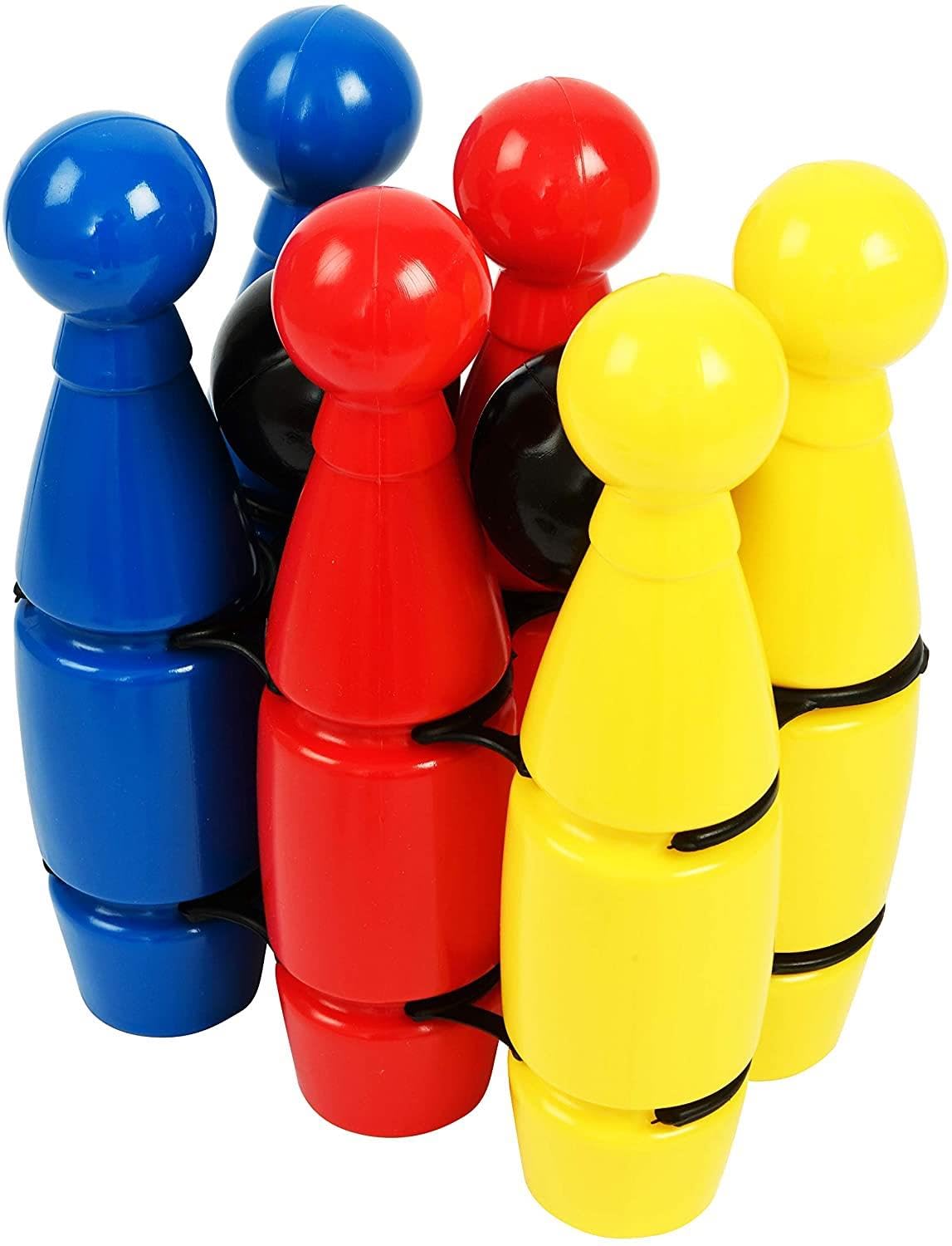 MantraRaj 6pk Skittles Sport Great For Children Kids Indoor Outdoor Garden Game for Gift Skittles Playset 8 Pack Of Multicoloured With 2 Bowling Balls For Kids Camping, Holiday Perfect For Sports Day