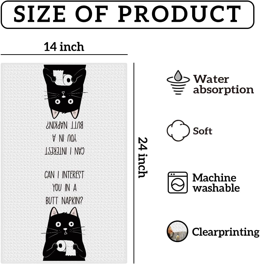 Funny Cat Kitchen Bathroom Decor Hand Towels Gifts for Women Mon Cat Lovers image 2