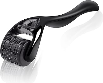 URAQT Derma Roller, 0.75mm Beard Growth Roller, Titanium 540 Micro Needle Rollers for Men and Women, Microneedle Face Rollers for Facial Skin Care, Anti Ageing Wrinkle, Scar Removal, Hair Regeneration