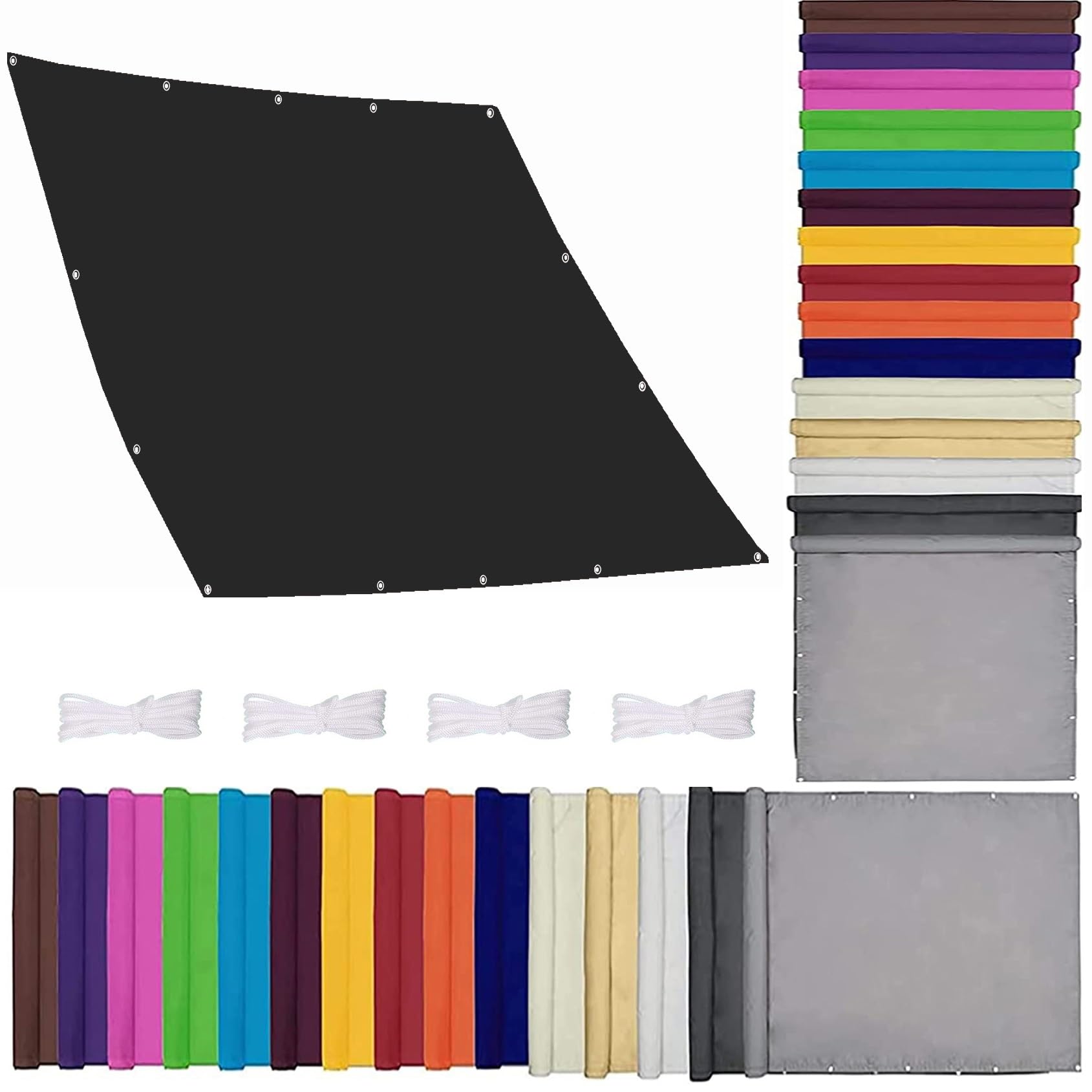 Voile d'ombrage carré pour terrasse et patio salon de jardin noir 4x7m