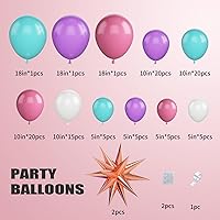 Vista 2 de Kit de arco de globos rosa, morado y azul, guirnalda de globos rosa morado con globos de látex rosa, azul, morado, blanco, globos de papel