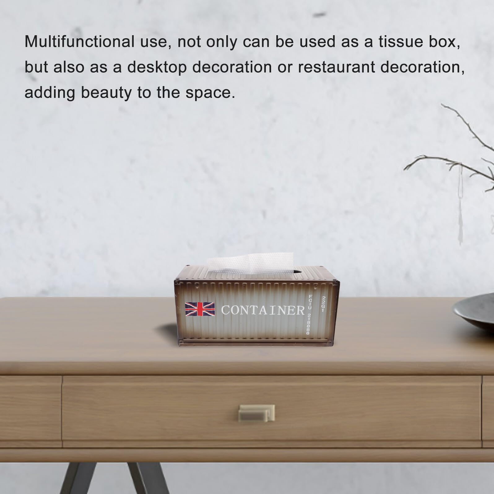 Homoyoyo Caja Decorativa de Hierro para Pañuelos Diseño Industrial, Fácil de Limpiar y Multifuncional para Decoración de Escritorio o Comedor