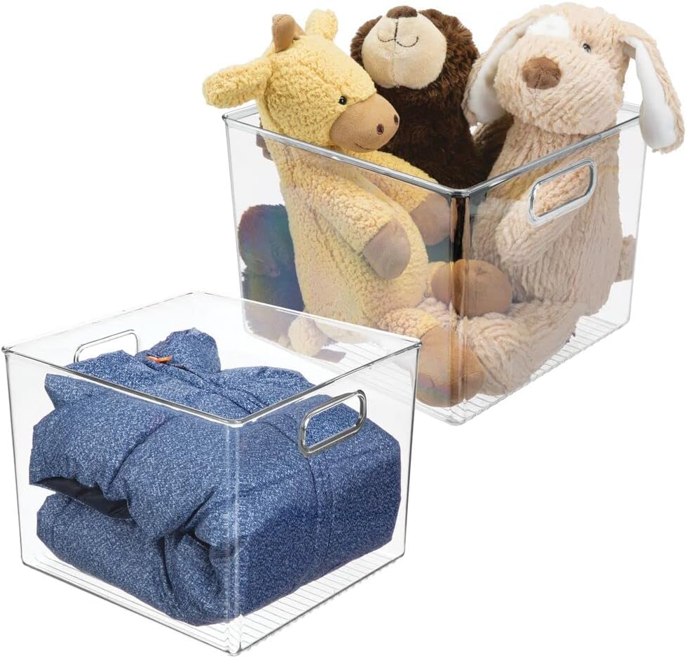 mDesign Plastic Deep Home Storage Organizer Basket Bin with