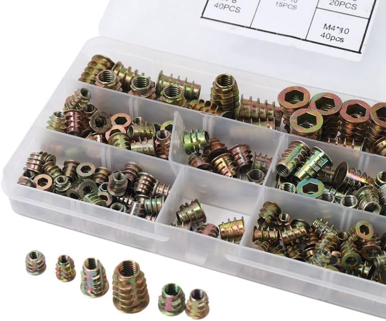 Threaded Inserts Nuts, Wood Insert Assortment Tool Kit, M4/M5/M6/M8 Furniture Screw Inserts Bolt Fastener(825 PCS) - (Color: Silver)