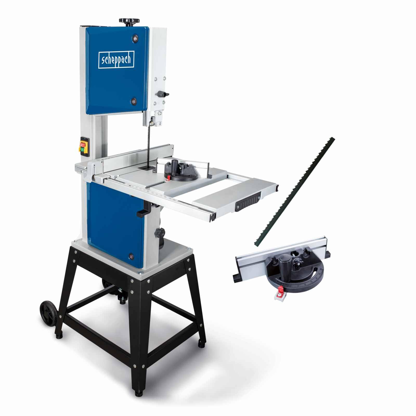 Scheppach Scie à ruban HBS400 | 230V / 750W | Hauteur de passage max 170mm | Largeur de passage max 305mm | Avec ruban de scie de rechange et gabarit de coupe transversale inclus