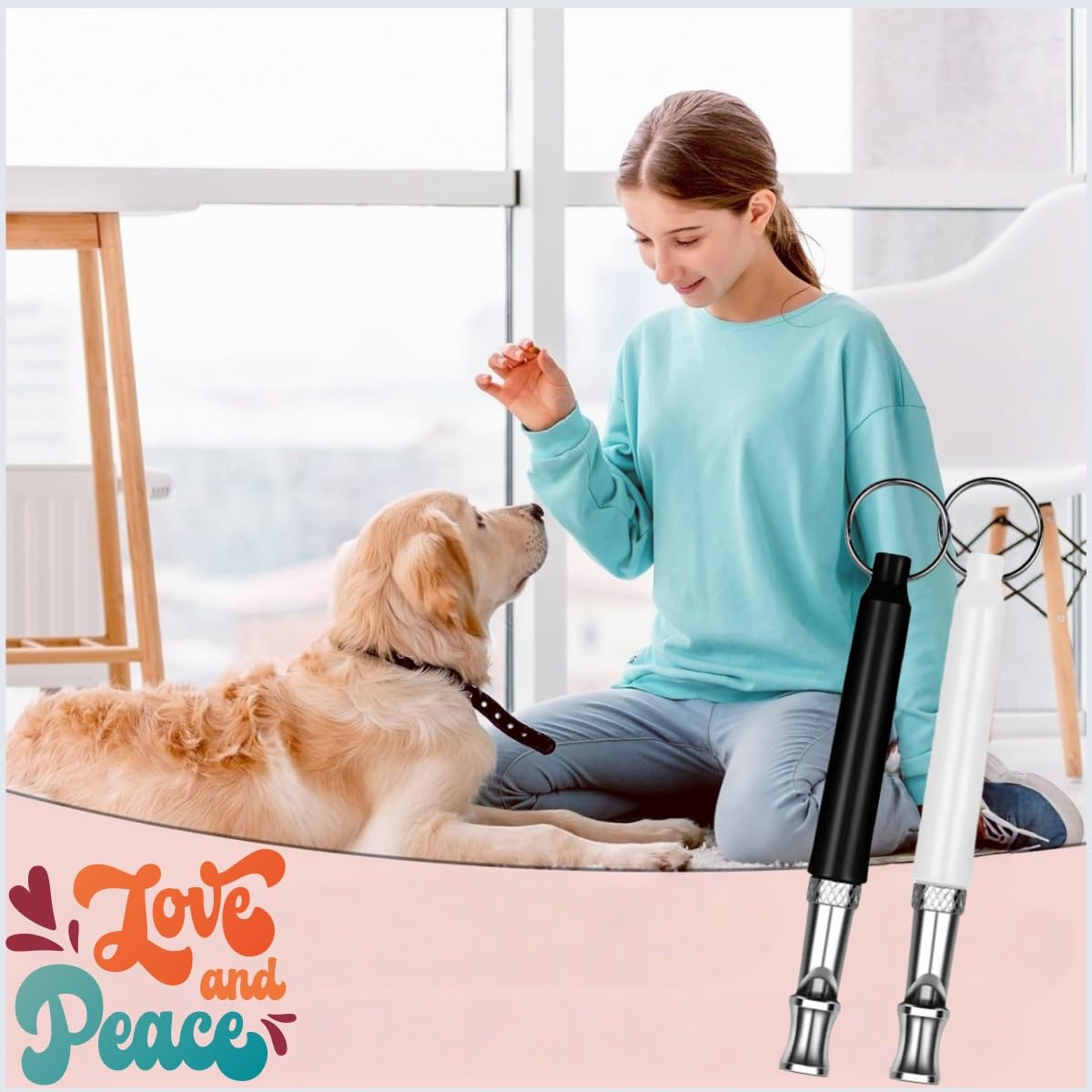 Lot de 2 Sifflets Ultrasons pour Chien,Sifflet Anti Aboiement et Dressage Haute Fréquence Réglable,Appareil de Contrôle avec Cordon pour Rappel Chien,Convient à la Plupart des Races.