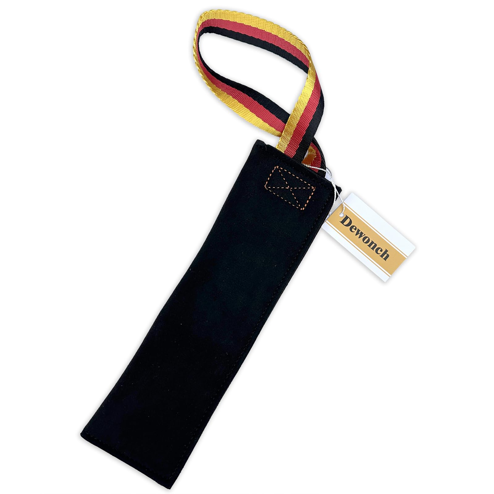 Dewonch No Stuffs Squeaky Leather Bite Tug Toy for Dog Training, K9 Puppy Stuffless Pull Toy with Handle to Build Prey Drive,Train Biting Grip,Play Tug of War Game (Squeaky Toy)