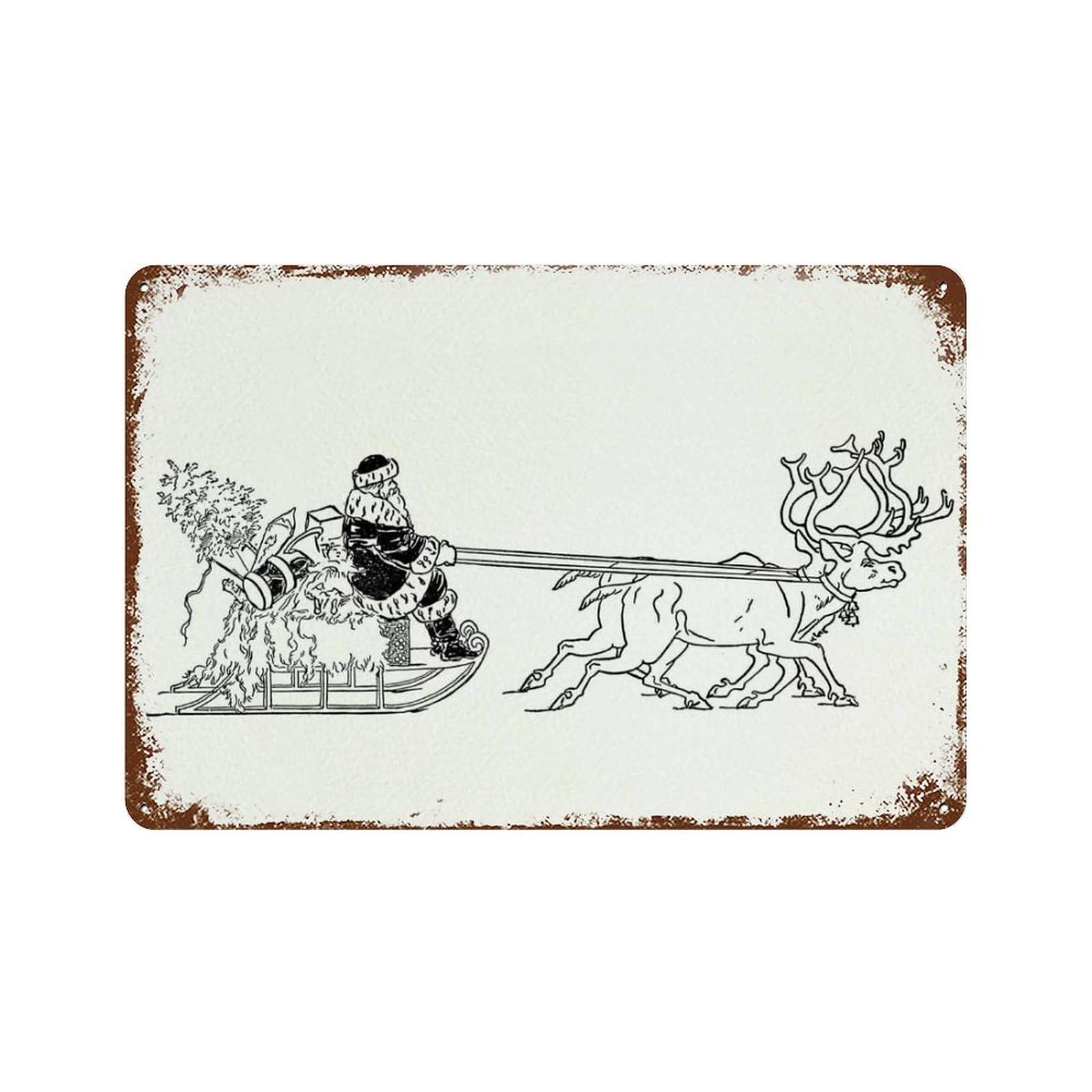 xiaoxiaoshen Santa's Sleigh Wall Decoration Wall Decor Art Metal Tin Poster Modern Home Decor Art Home Bar Shop Decorations Vintage Sign 20x30cm