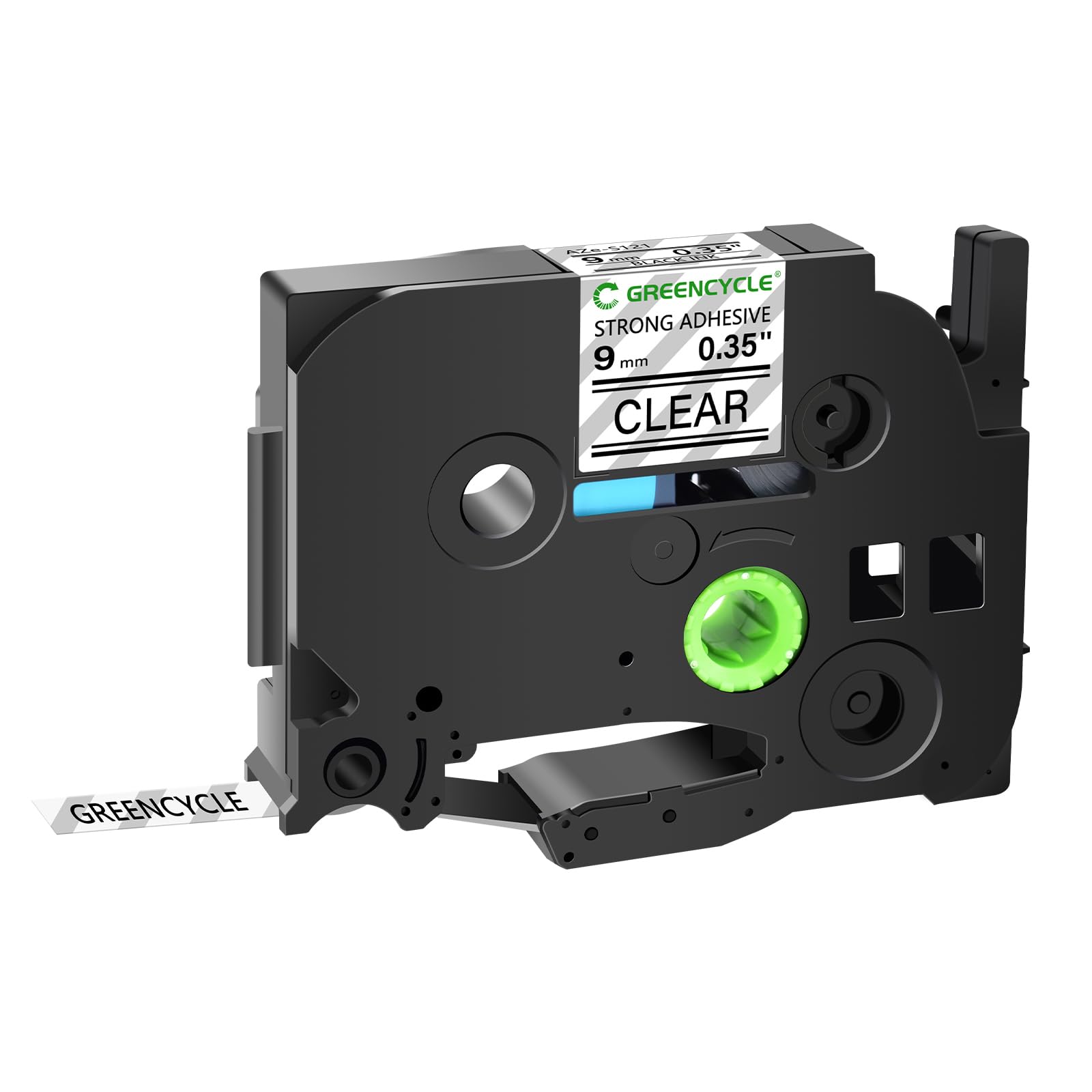GREENCYCLE Extra Strength Label Tape TZe-S121 9mm 0.35" Laminated Clear Compatible for Brother P-Touch TZeS121 TZ-S121 TZe TZ 3/8 inch Black on Clear Label Tape for PT-D200 PT-D210 PT-D220, 20 Pack