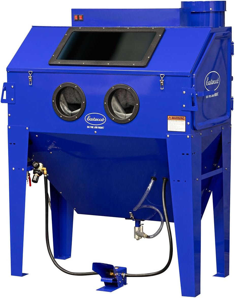 Eastwood B120 Sand Blasting Cabinet Kit | Heavy Duty Steel Sand Blaster Media Cabinet for Paint Removal, Metal Restoration, Rust Removal, Sandblasting | Holds Up to 150 Lbs of Abrasive Media 66294