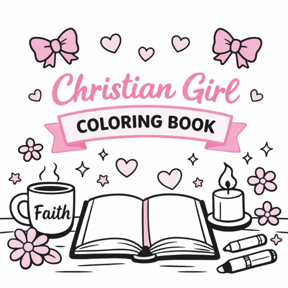 Stress Relief Christian Girl Coloring Book: Bold and Easy Satisfying Coloring Pages for Adults, Teens, and Kids - Simple & Cozy Illustrations