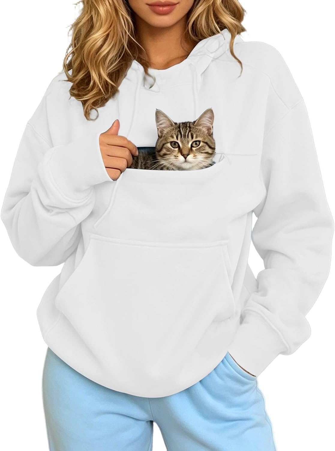 Hoodie with Pet Pouch, Oversized Dog Carrier Hoodie for Small Dogs & Cats, Lightweight Fleece Sweatshirt with Kangaroo Pocket