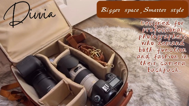 Mochila clásica para cámara de cuero PU para DSLR miniatura 7