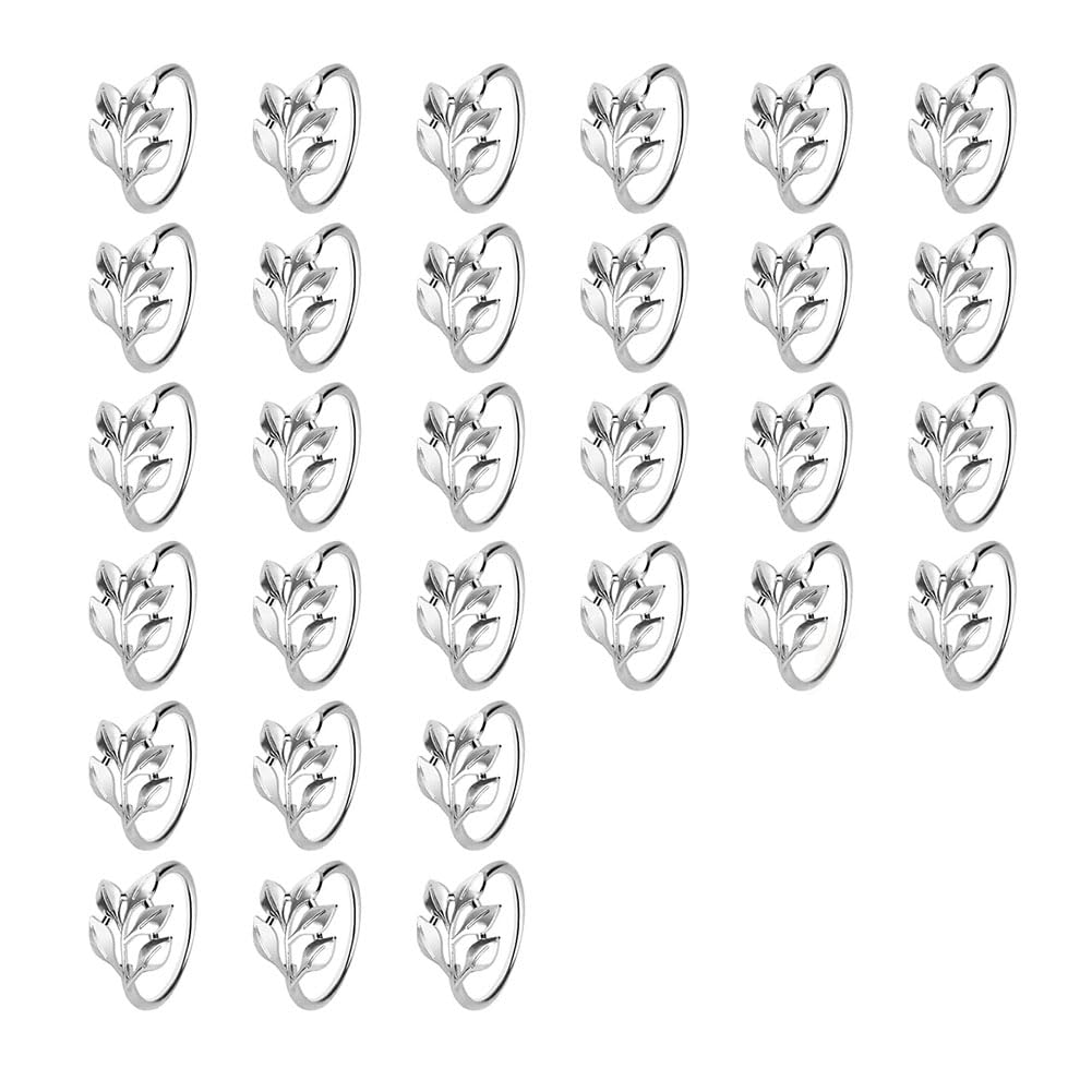 CTRLZS 30Pcs Leaf Napkin Rings Set,Metal Napkin Ring Holders Buckles for Table Decorations,Napkin Holders for Cloth Napkins