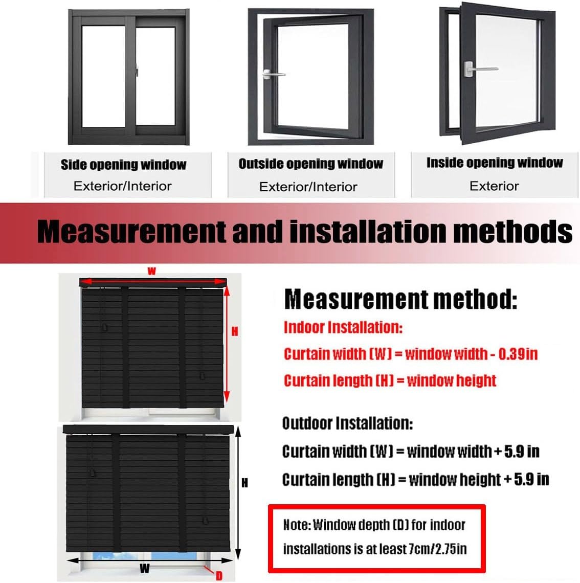 2" Slats Cordless Window Blinds Indoor Wooden Blinds & Shades, Faux Wood Blind 20" 29" 31" 38" 40" 42" 52" 58" 63" 68" 72" Horizontal Venetian Blinds, Darkening Privacy Blinds(Black)