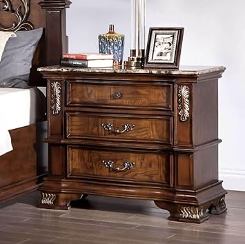 MASARA Traditional Nightstand, Brown Cherry, 32W x 18D x 29.5H inches