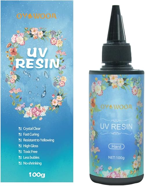 UV Resin Crystal Clear Hard Ultraviolet Curing Epoxy Resin DIY art pendants, earrings, necklaces, bracelets, nail art accessories UV Resin Glue for Jewellery Making