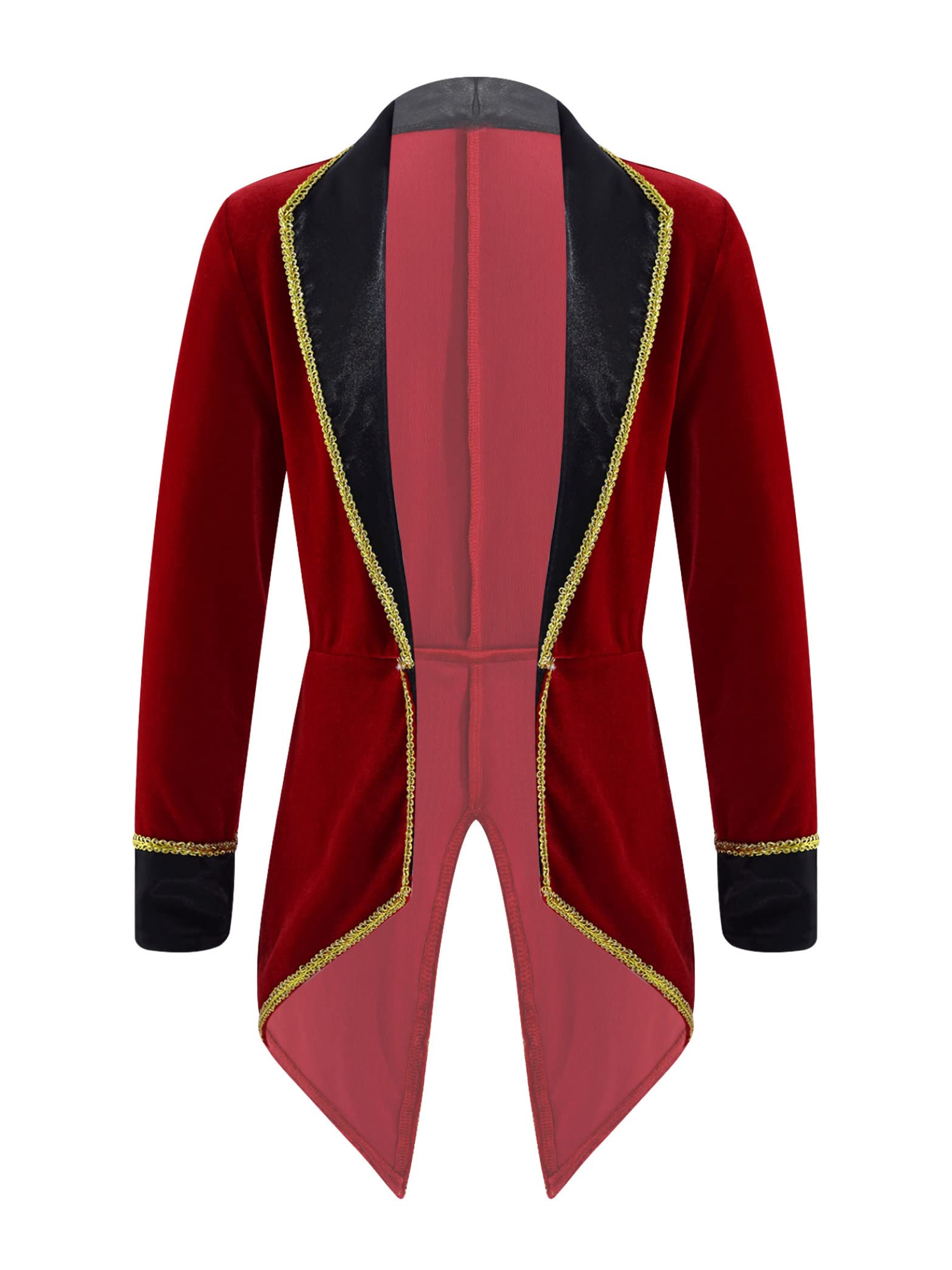 Kvysinly Boys Girls Circus Ringmaster Clothes Halloween Prince Tuxedo Jacket Tailcoat Kids Fancy Dress Ups Burgundy 7-8 Years