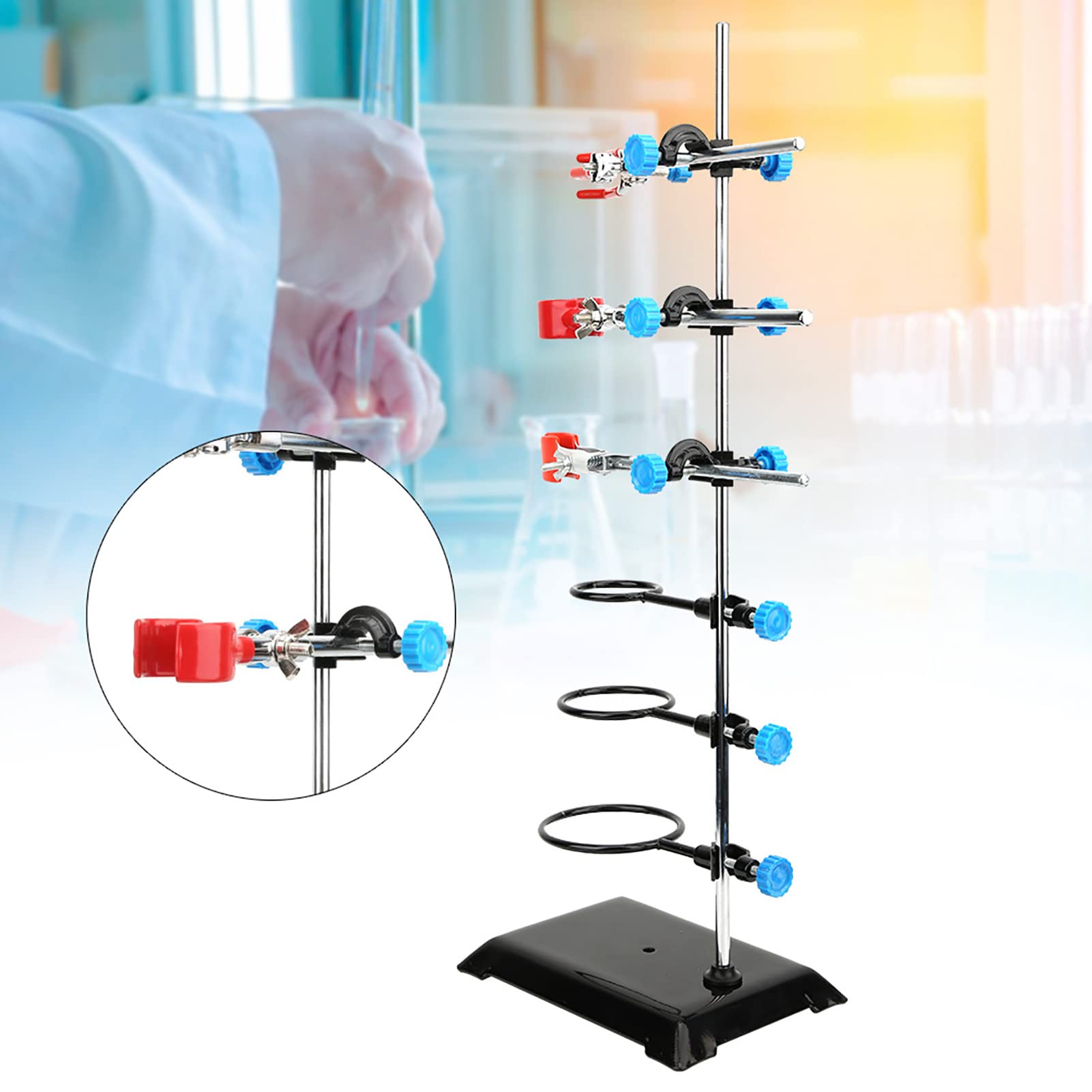 HUIOP Equipo de Soporte para Experimentos de Laboratorio, Material Hierro para Filtración Calentamiento Físico con Clips Vasos Precipitados