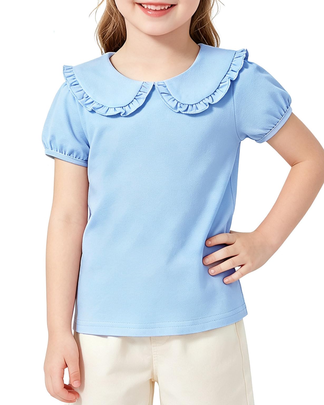 Magic Park 1-14Y Toddler Peter Pan Collar T-Shirt Girl Cotton Blouse