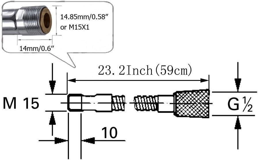 Commercial Style 23.2-Inch Spring Pull Down Kitchen Sink Faucet Pull Out Hose Replacement Part, Stainless Steel