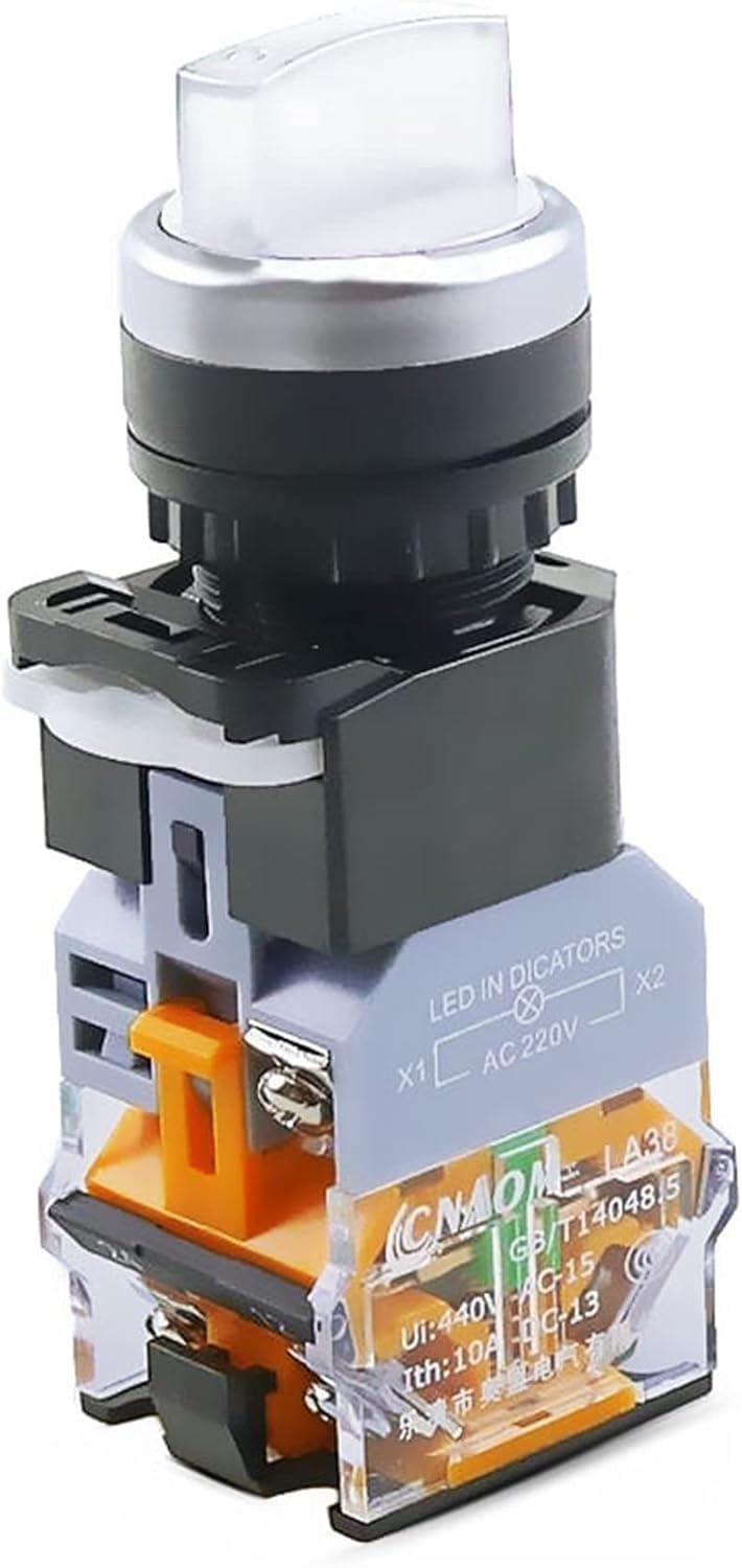 Interrupteur rotatif 22mm LA38-11XD blanc pour sécuriser le contrôle de machine