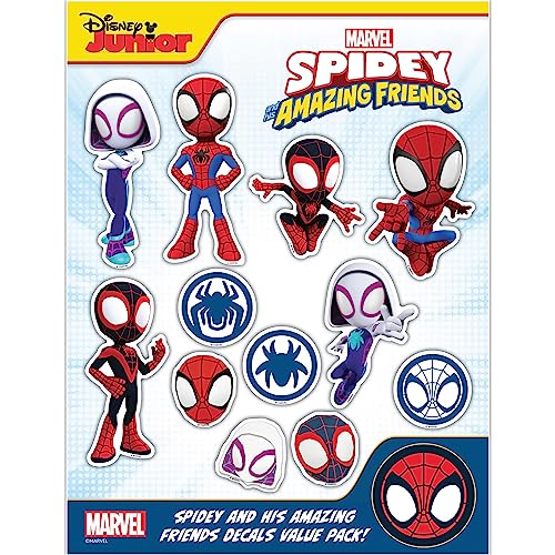 Marvel Spidey and His Amazing Friends Decals - Set of 12 Spidey, Spin, Ghost Spider Vinyl Stickers for Car Water Bottle Bike Helmet Laptop Skateboard - Marvel Stickers for Kids and Adults