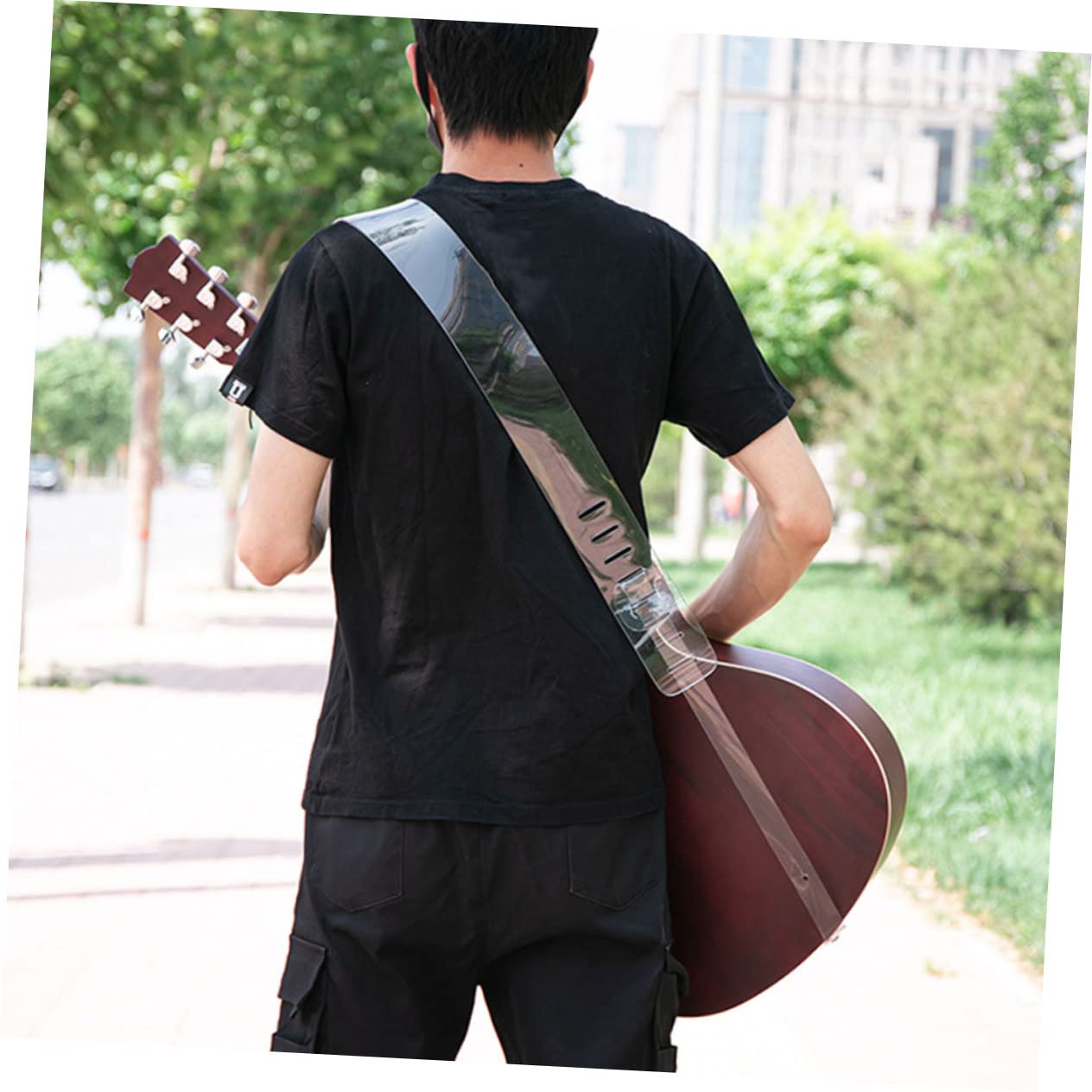 TOYANDONA Tracolla per chitarra trasparente sostituzione tracolla chitarra bassi strumento musicale belt pratica tracolla per chitarra decorativo per chitarra bianca