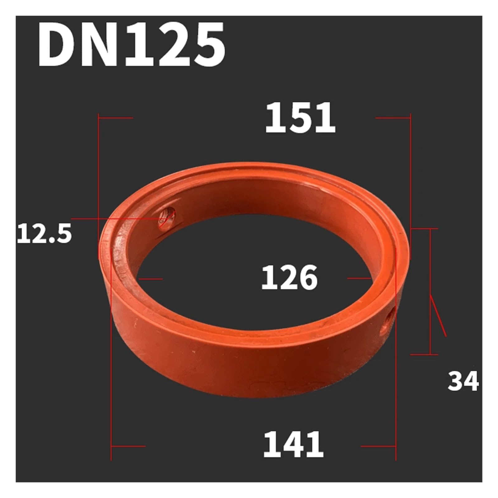 Junta de sellado de silicona VQM roja DN22/25/32-150 for válvula (Tamaño : DN125)