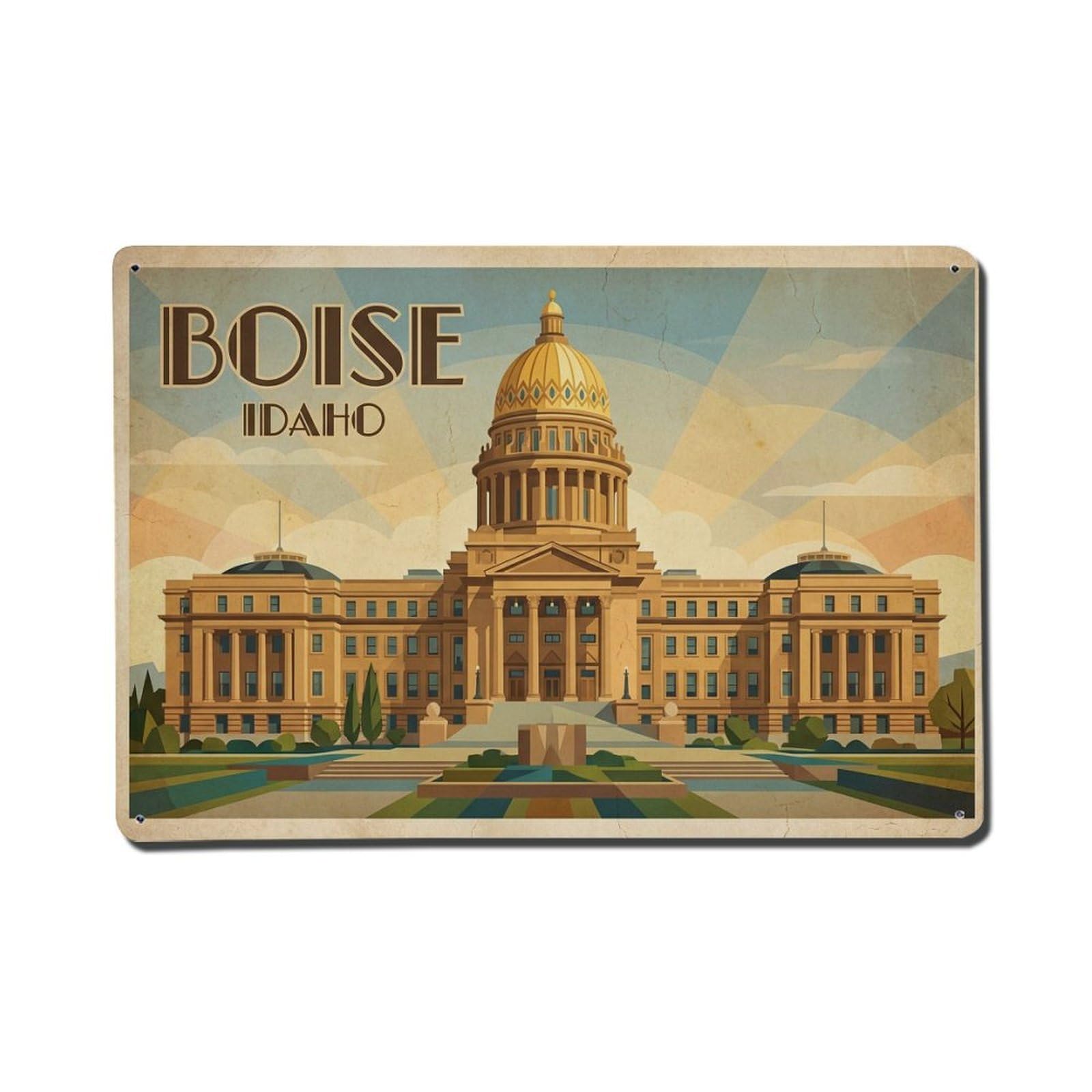 Xanthor Style Retro Travel Usa Boise Metal Tin Sign