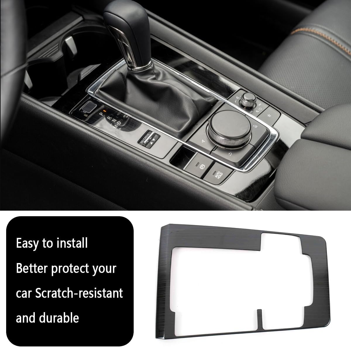Car Accessories Fit for Mazda CX50 CX-50 2023 2023 2025 2026 Interior Gear Shift Knob Console Panel Trims Cover Frame (Black Titanium) 1PCS Stainless Steel