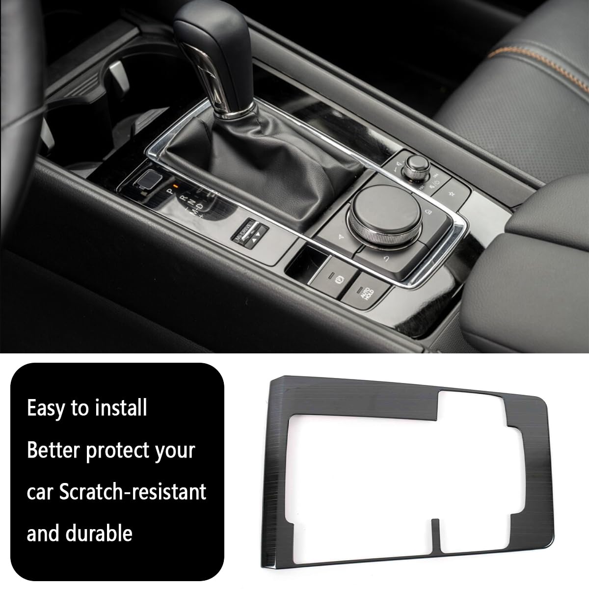 KELEIMAI Car Accessories Fit for Mazda CX50 CX-50 2023 2023 2025 Interior Gear Shift Knob Console Panel Trims Cover Frame (Black Titanium) 1PCS Stainless Steel