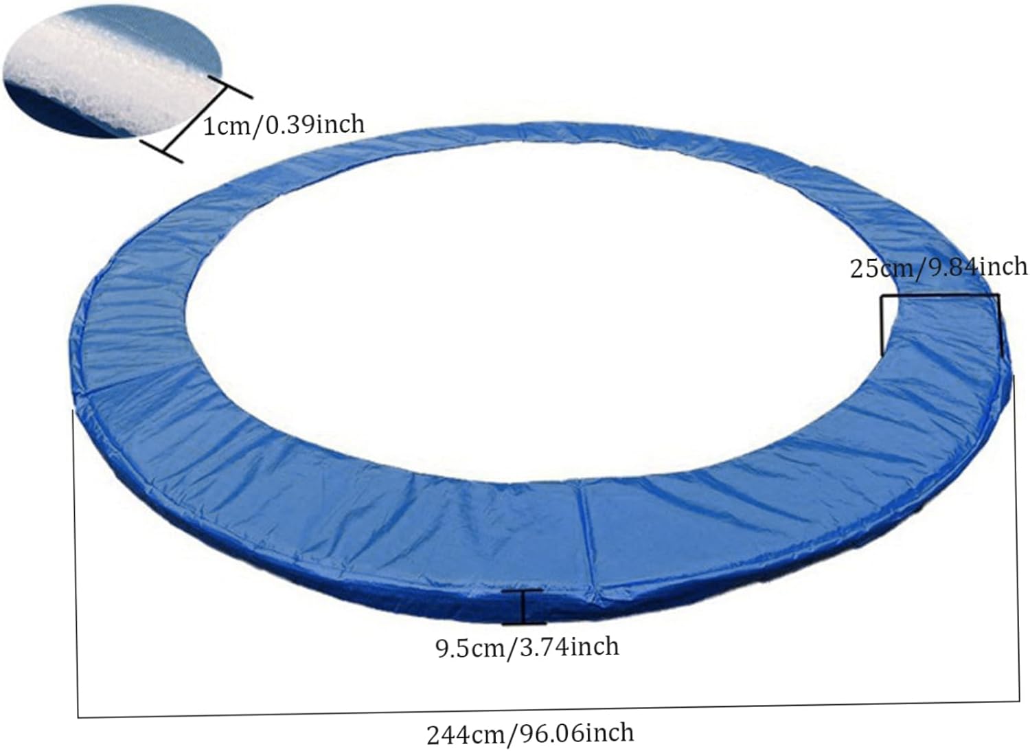 Trampoline Spring Cover 8 Ft Waterproof Trampoline Pad Replacement Cover Protective Replacement Parts for Safety Blue