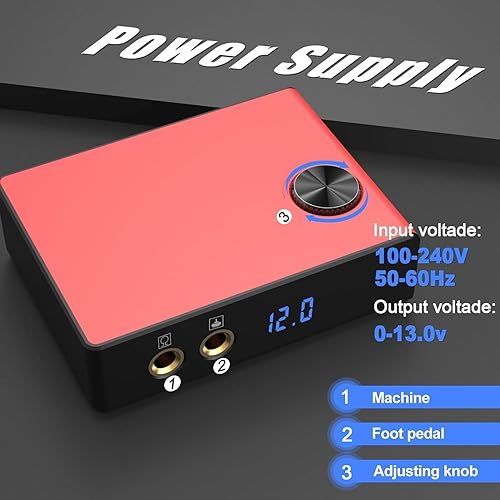 Miniatura 12 de Solong - Pistola de tatuaje, fuente de alimentación de modo antifatiga, kits profesionales de tatuaje con 5 fundas de mesa de tatuaje, almohadillas