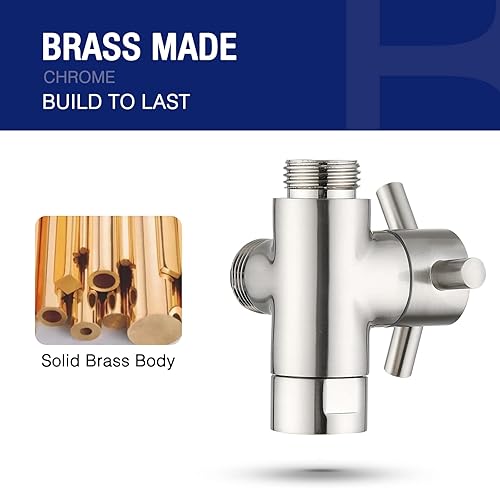 Miniatura 2 de PDPBath Válvula desviadora de brazo de ducha de 3 vías de latón para cabezal de ducha de mano y cabezal de ducha fijo, conexión universal G12 -