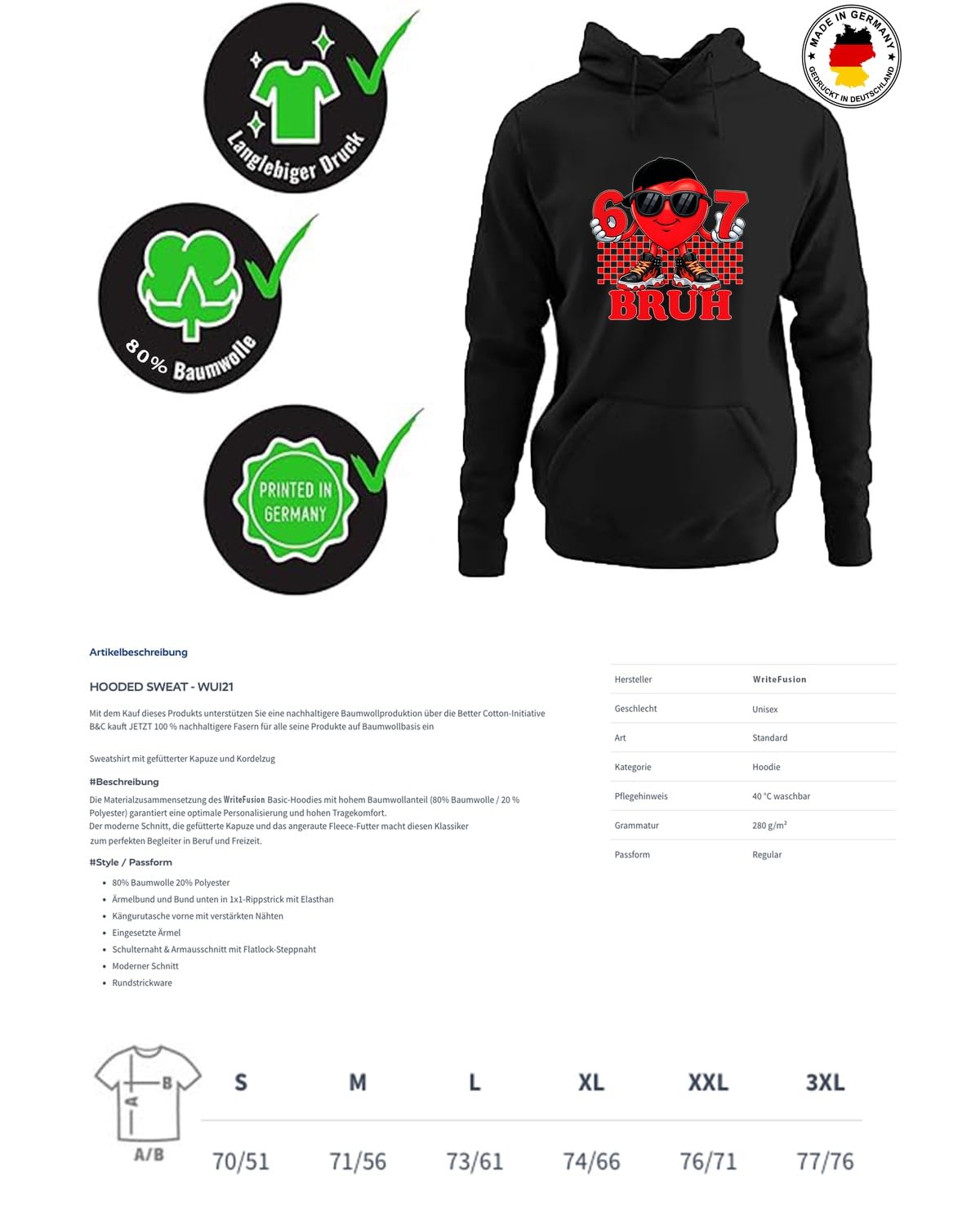 67 Bruh Heart – walentynkowa gra liczbowa, miłość z humorem, bezczelny motyw serca bluza z kapturem