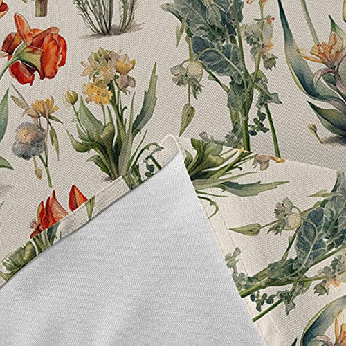 Warm Tour Retro Pastoral Floral Blossom Kitchen Table Cloth Waterproof Round Tablecloths,Aesthetic Botanical Flowers Spillproof Tablecover For Dining Room/Outdoor Parties/Bbq/Banquet #TOP6