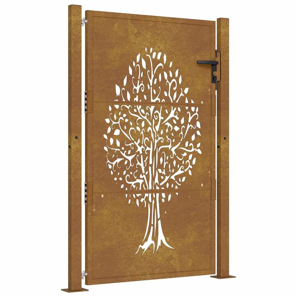 vidaXL Cancello da Giardino 100x150 cm in Acciaio Corten Design Albero, cancello, cancello in acciaio, cancello da esterno, cancello di sicurezza