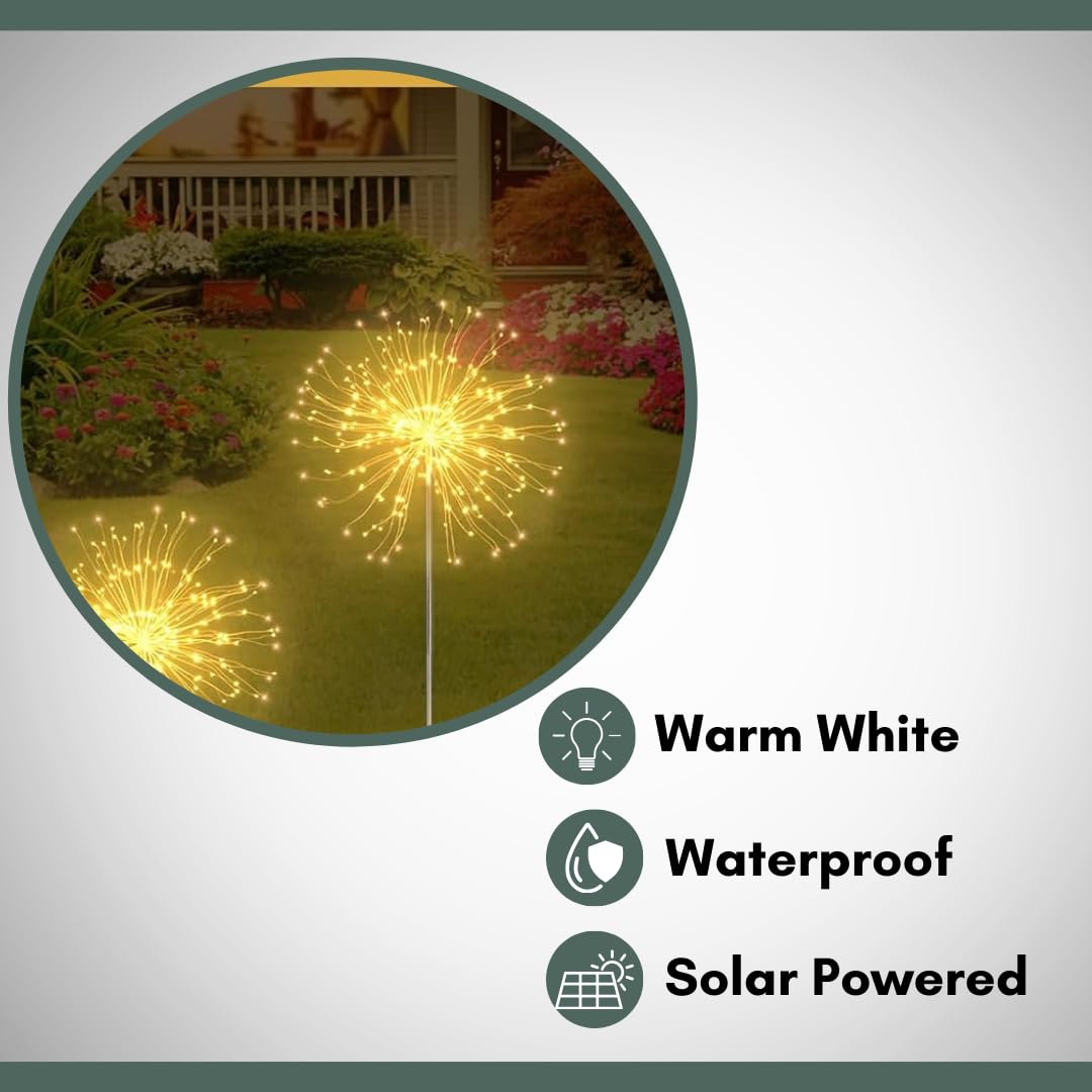 Garden Mile Large LED Solar Stake Light Christmas Lighting for Outdoors 120 Warm White LED Light for Garden Starburst Xmas Light Up Decoration Outdoor Lighting 84cm Stake Light Decor - Image 4