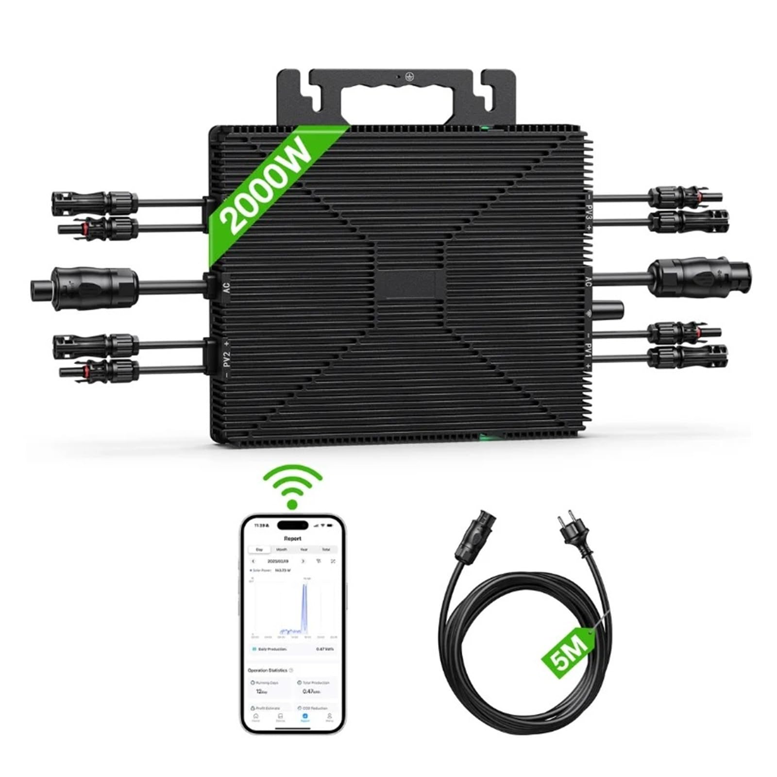 Inverter Auto Convertitore Micro Inverter Grid IP67 2000W Plug Play 230 V 50 Hz 4 Ingressi Fotovoltaici MPPT Solare Sul Balcone Casa Wi-Fi Integrato